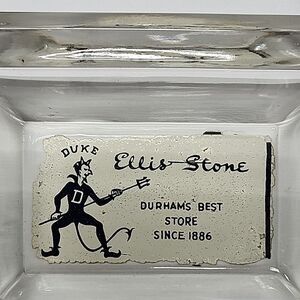 Vintage Ellis Stone Durham NC Department Store "Duke" Glass Ashtray